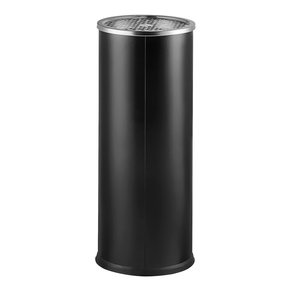 3 Gallon Black Steel Round Freestanding Cigarette Receptacle with
