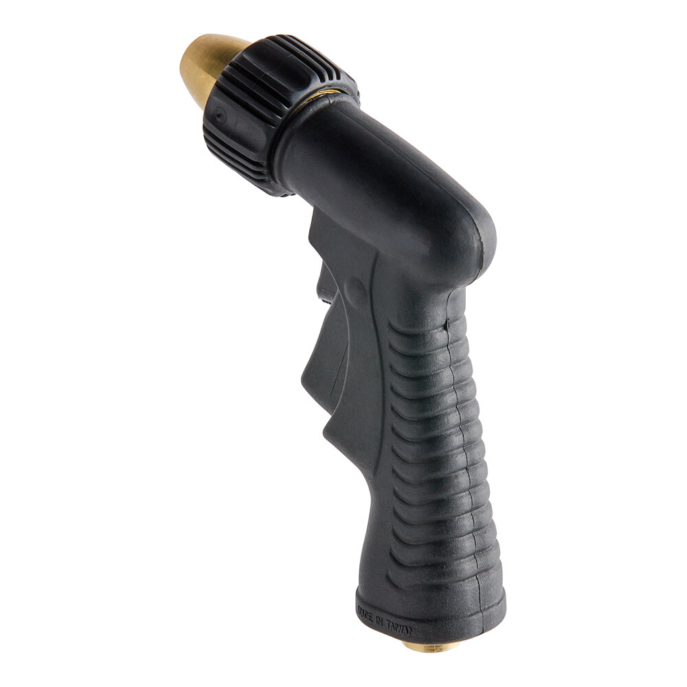 A black and gold Regency double trigger water spray nozzle with a handle.
