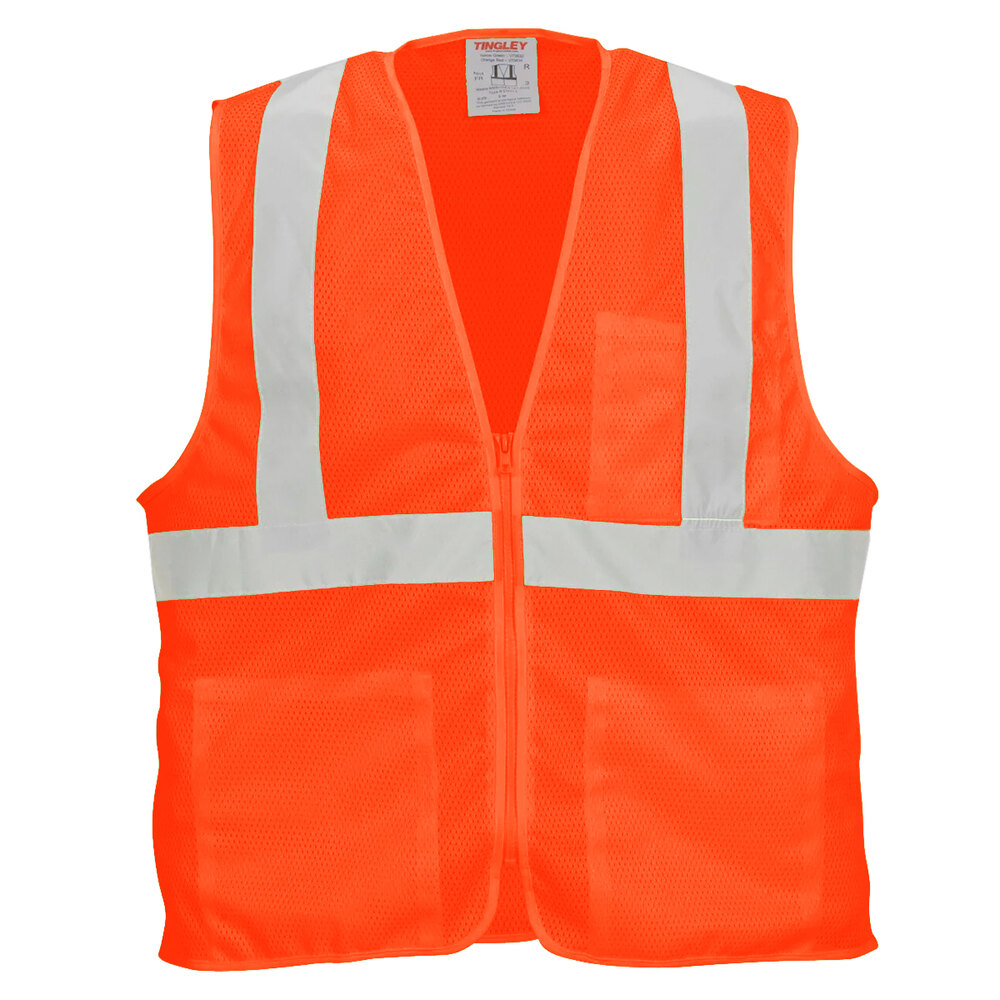 Tingley Job Sight Type R Class 2 HiVis Orange Mesh Safety Vest with