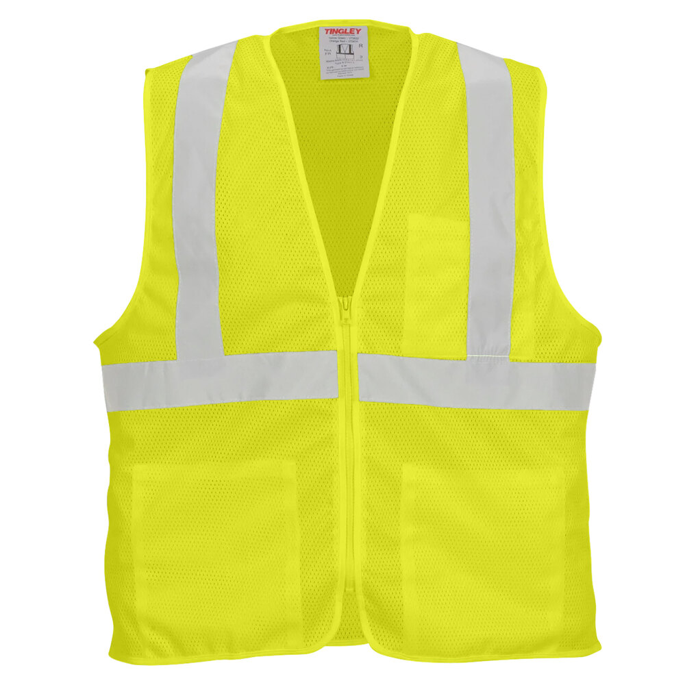 Tingley Job Sight Type R Class 2 Hi-Vis Lime Mesh Safety Vest with ...