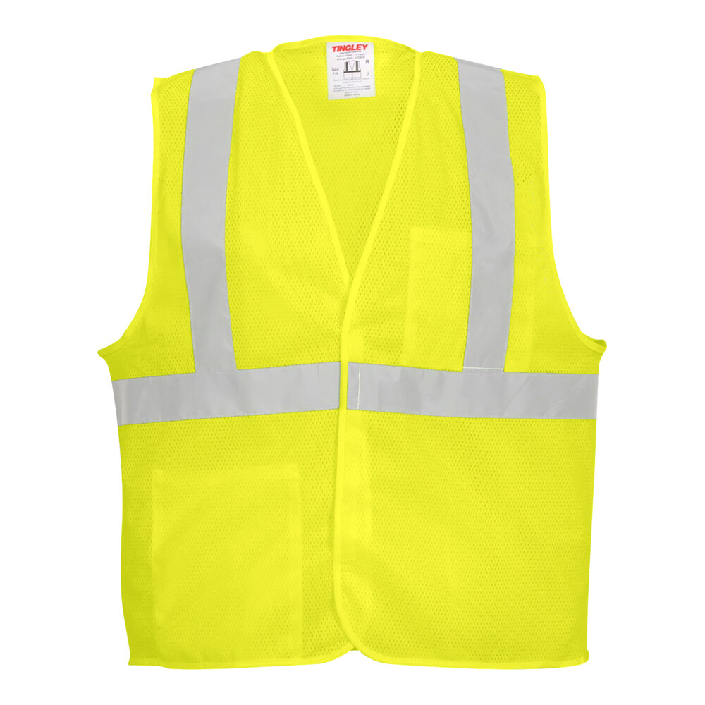 Tingley Job Sight Type R Class 2 Hi-Vis Lime Mesh Safety Vest with Hook ...