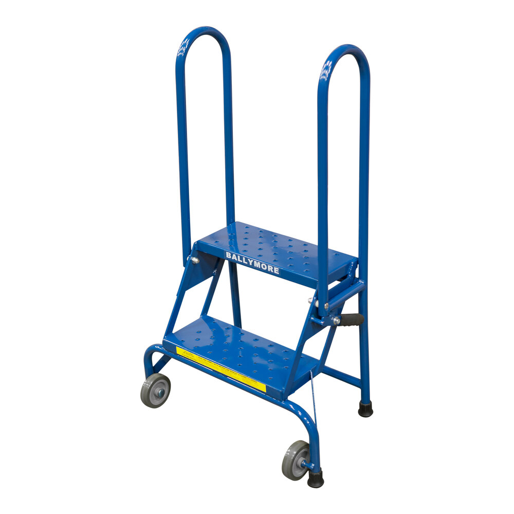 Ballymore Lock-N-Stock 2-Step Blue Heavy-Duty Steel Folding Mobile Step ...