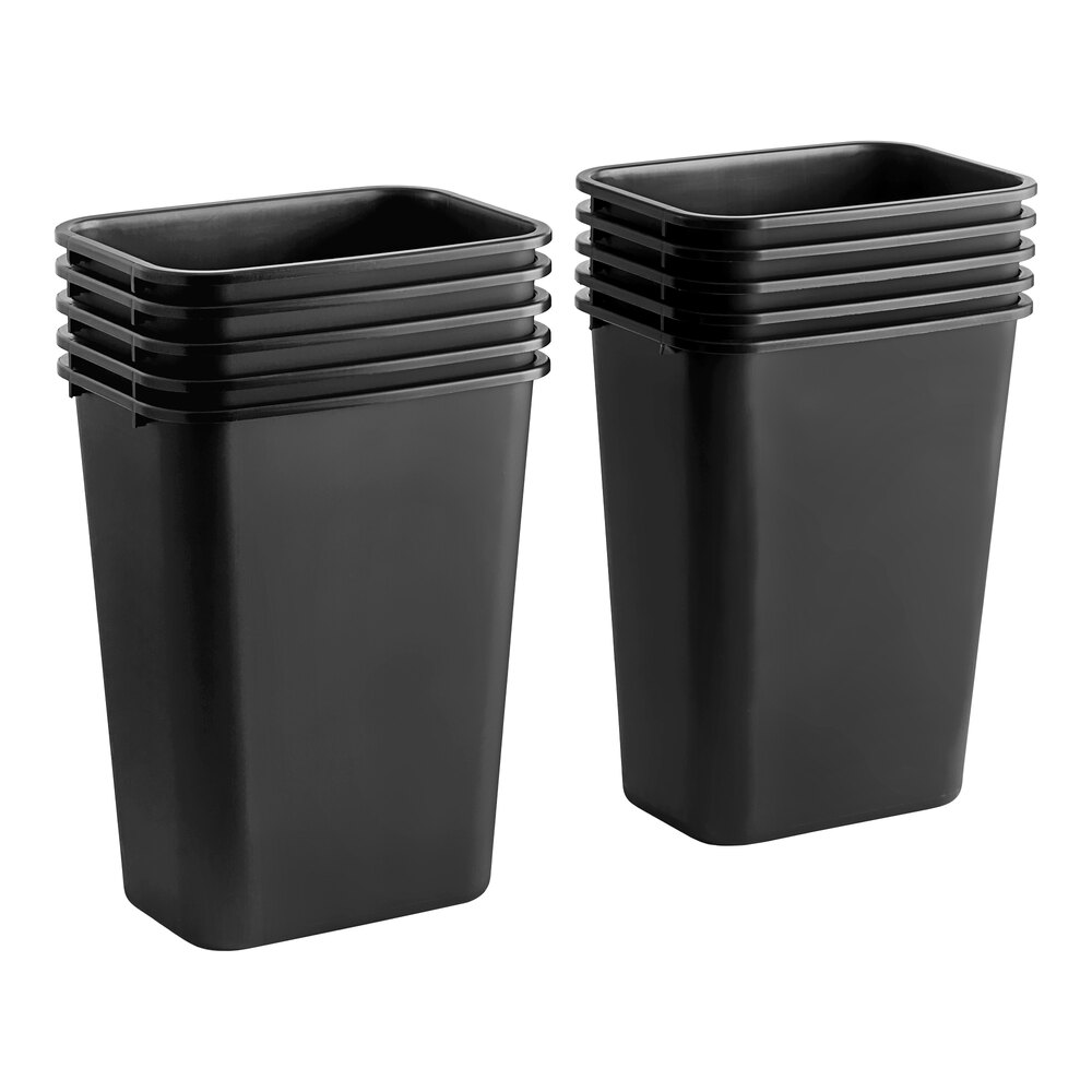 41 Qt. / 10 Gallon Black Rectangular Wastebasket / Trash Can - 10/Case