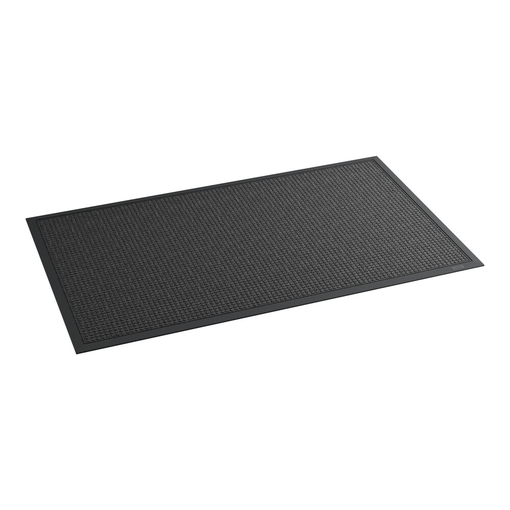 Water Absorbent 3' x 5' Black Waffle Indoor Entrance Mat - 3/8