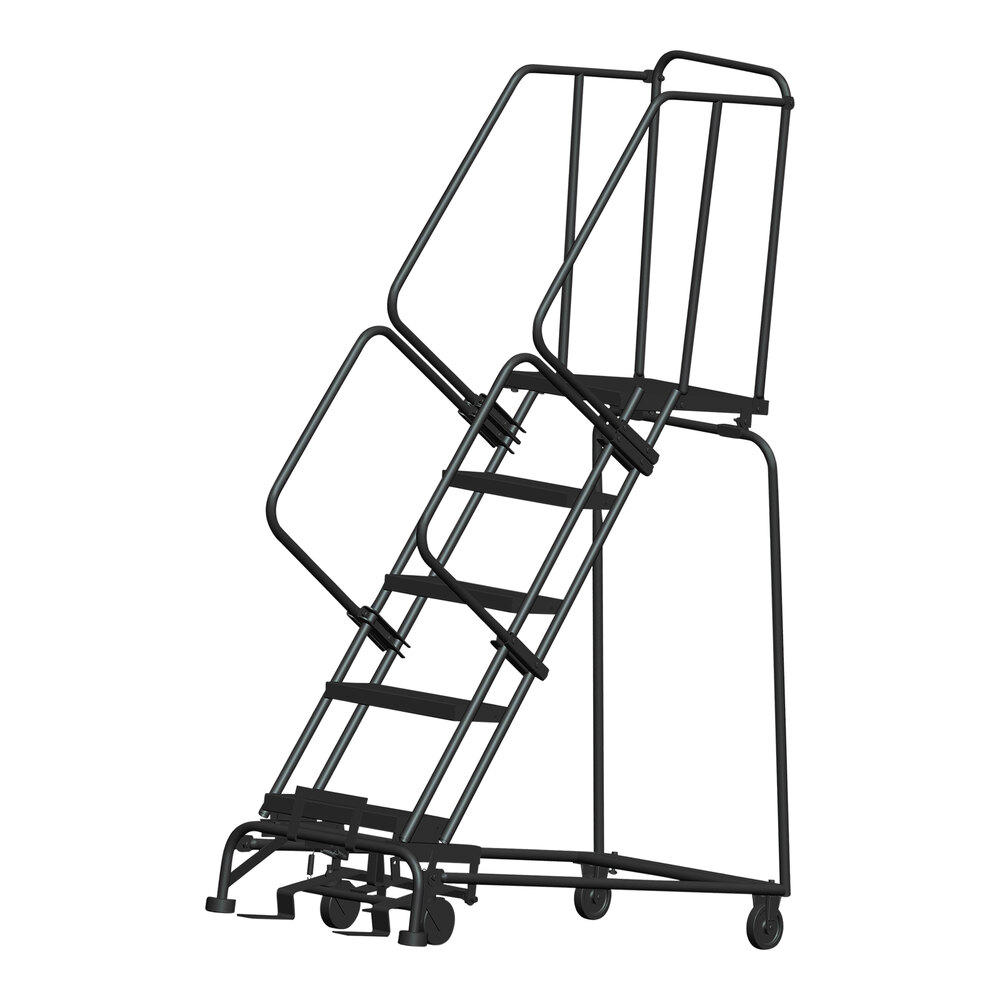 Ballymore M-2000 Series 5-Step Gray Steel Rolling Safety Ladder with ...