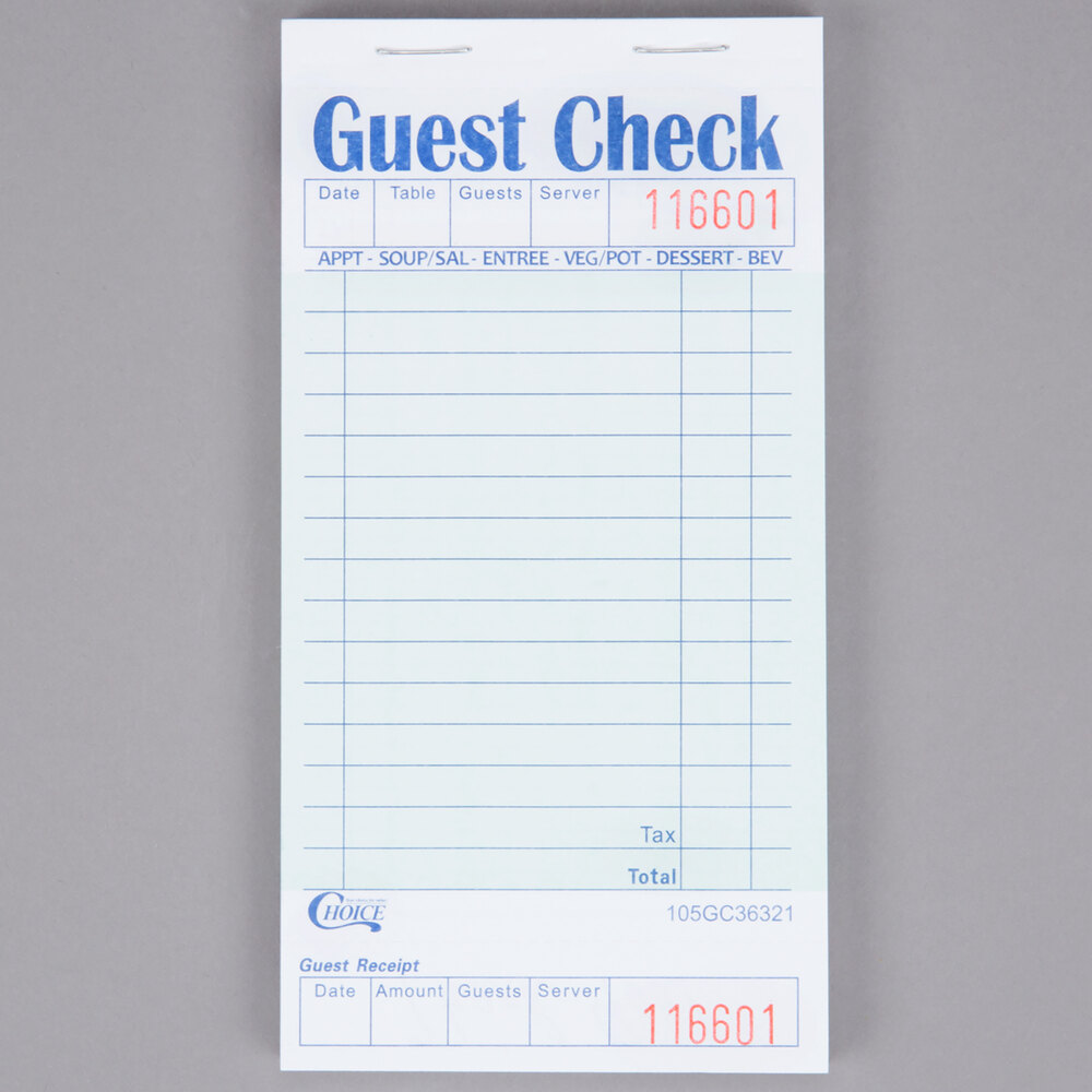 choice-1-part-green-and-white-guest-check-with-bottom-guest-receipt-10-pack