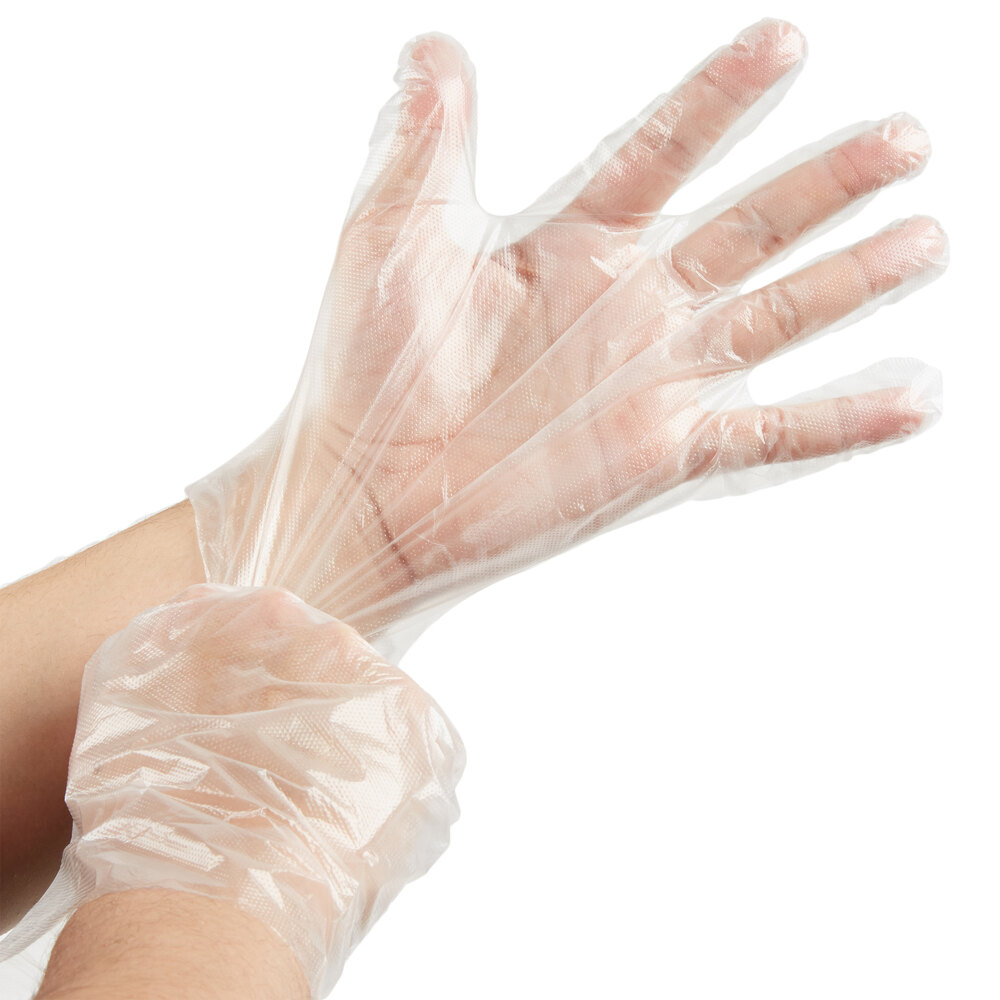 1 Size Fits Most, Disposable Food Handling Elbow Length Poly Gloves - 100  per Box (1-Box)