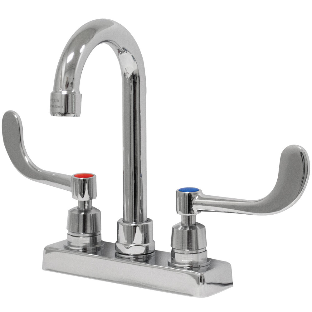 Advance Tabco K56 Deck Mount 8" High Gooseneck Faucet with Wrist Handles and 4" Centers