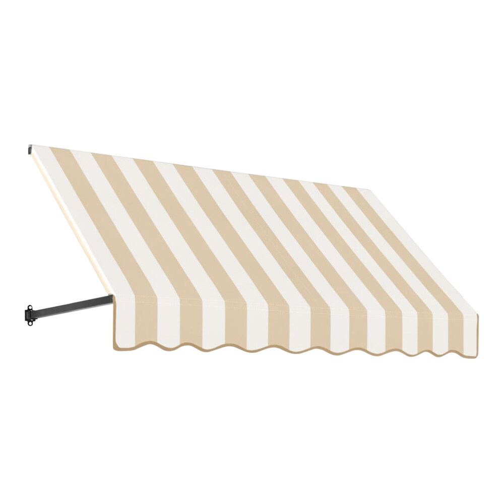 Awntech Dallas Retro 6' x 2' x 2 1/2' Linen / White Stripe Open-Sided ...