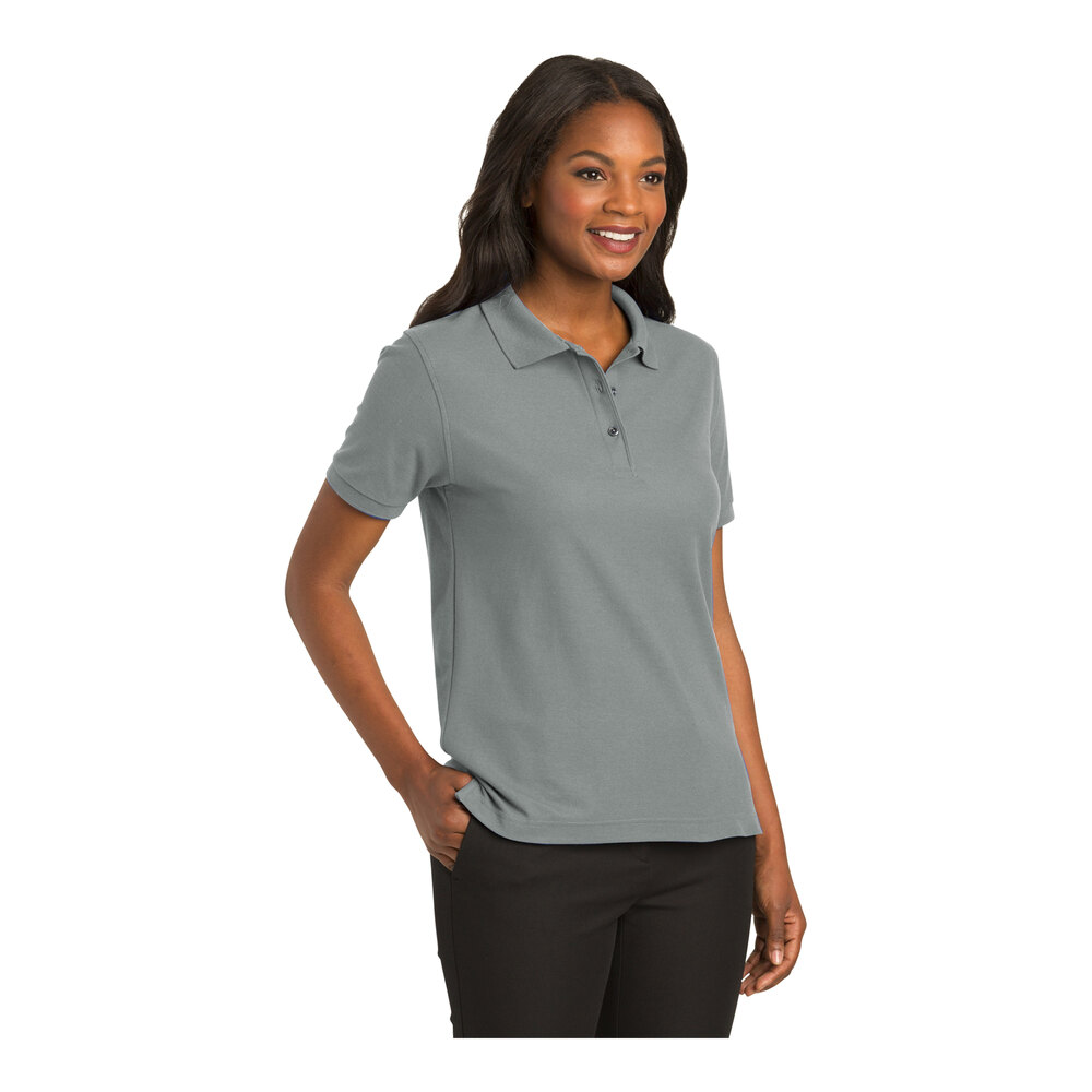 Transport X CLUBHAUS Laurel Polo グレーSサイズ Port Authority L500 Women's Customizable Cool Gray Short Sleeve