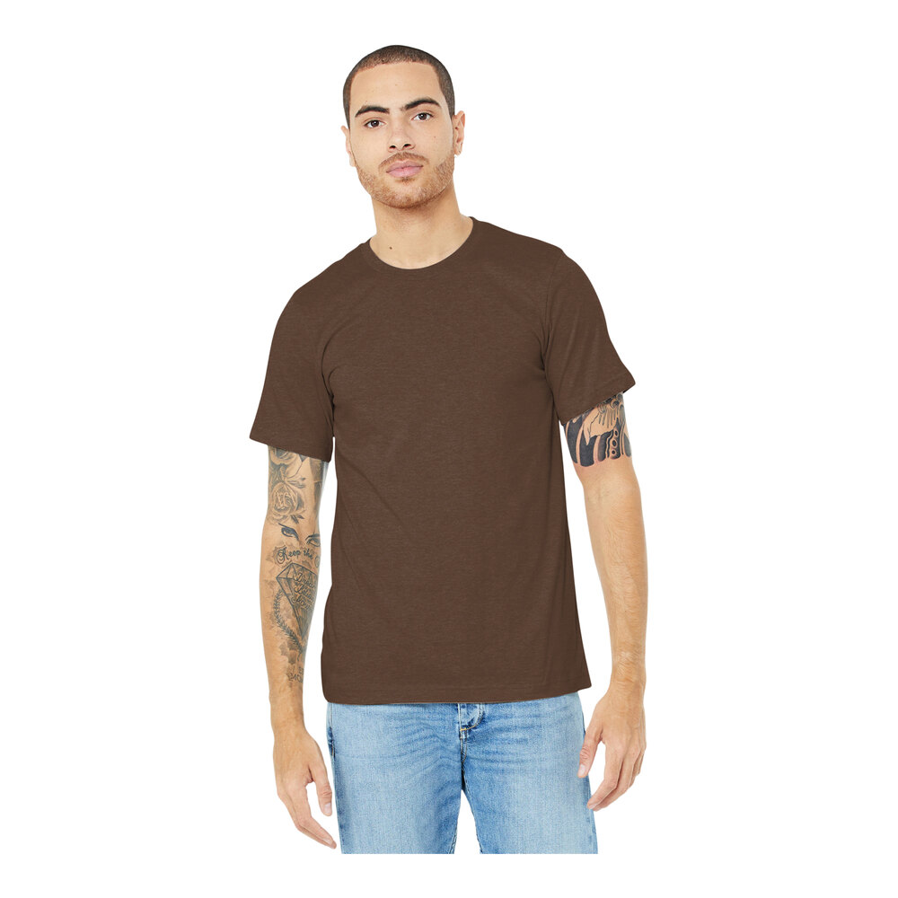 Bella + Canvas BC3001CVC Unisex Customizable Heather Brown Short Sleeve ...