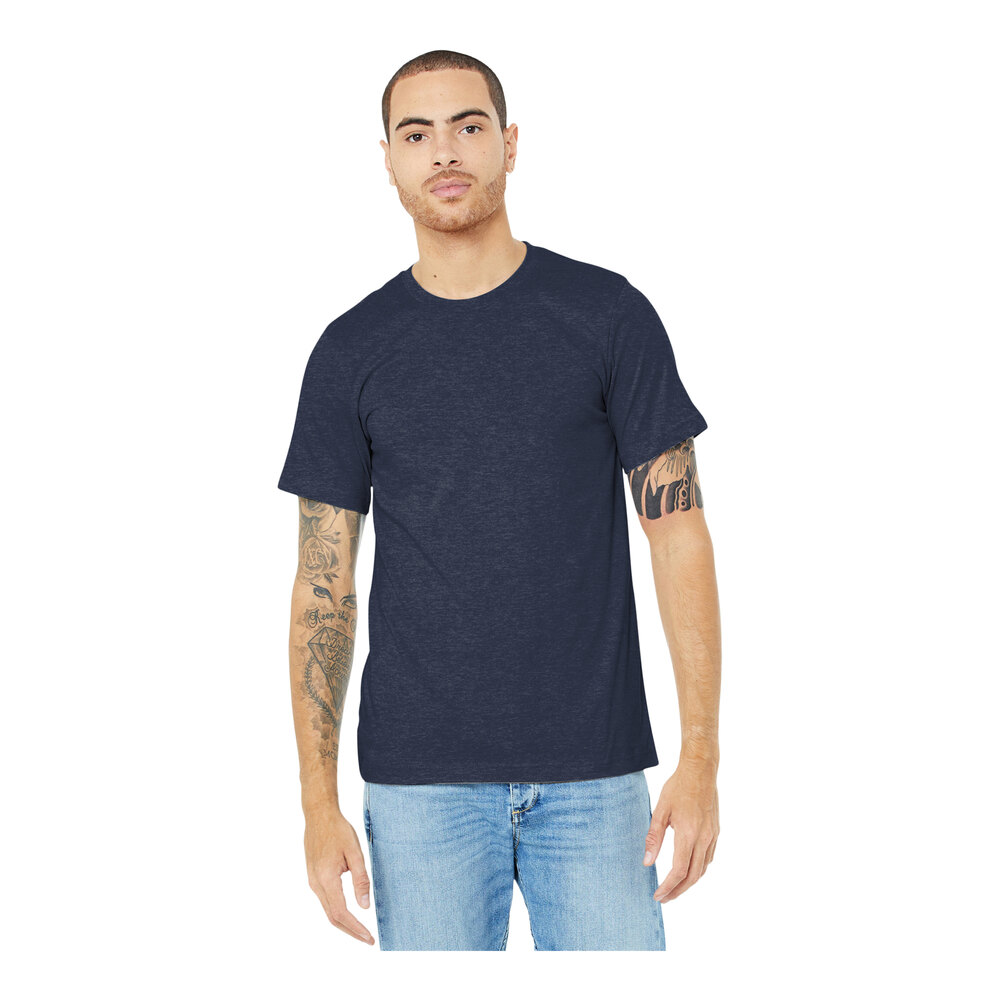 Bella + Canvas BC3001CVC Unisex Customizable Heather Midnight Navy ...