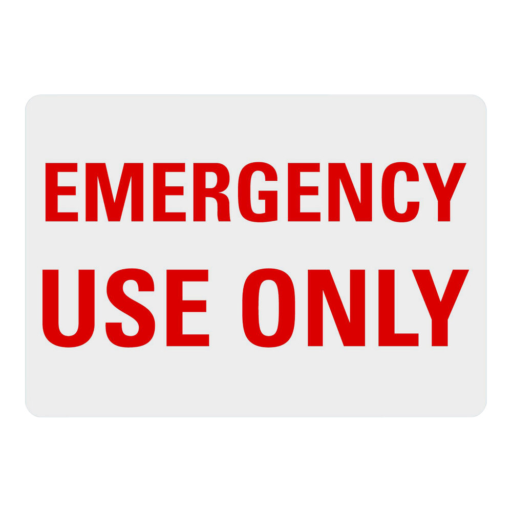 Lavex 14" x 10" Non-Reflective Adhesive Vinyl "Emergency Use Only" Label