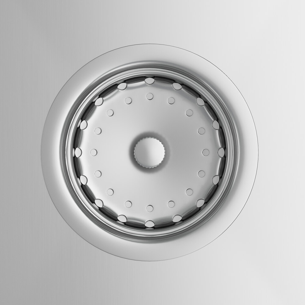 A Regency stainless steel work table with a sink on the right, featuring a stainless steel sink with a drain.