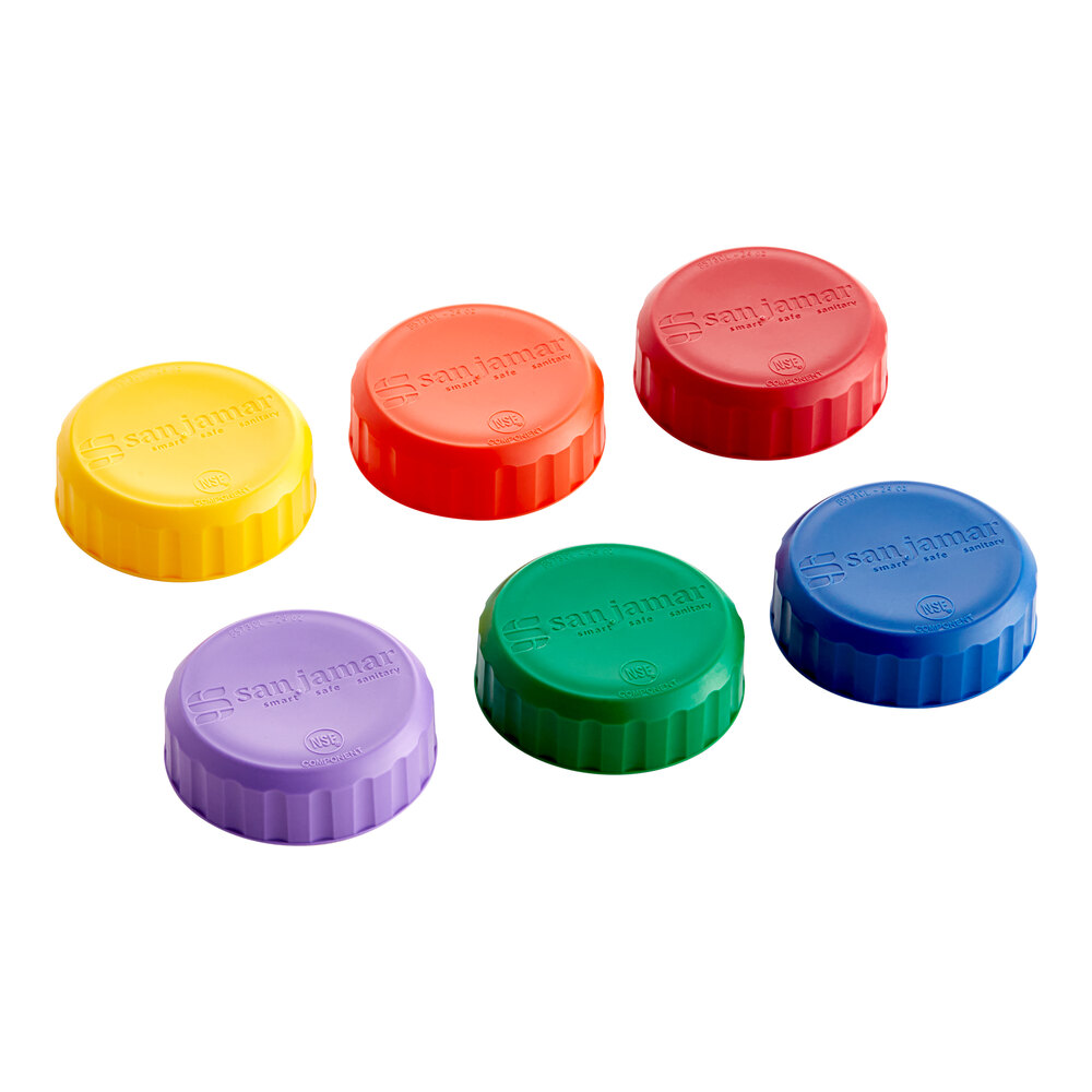 Solid Color Assorted Size San Jamar 8573CLC Assorted Colors Solid Cap for 24 oz. EZ-KLEEN® Sauce ...