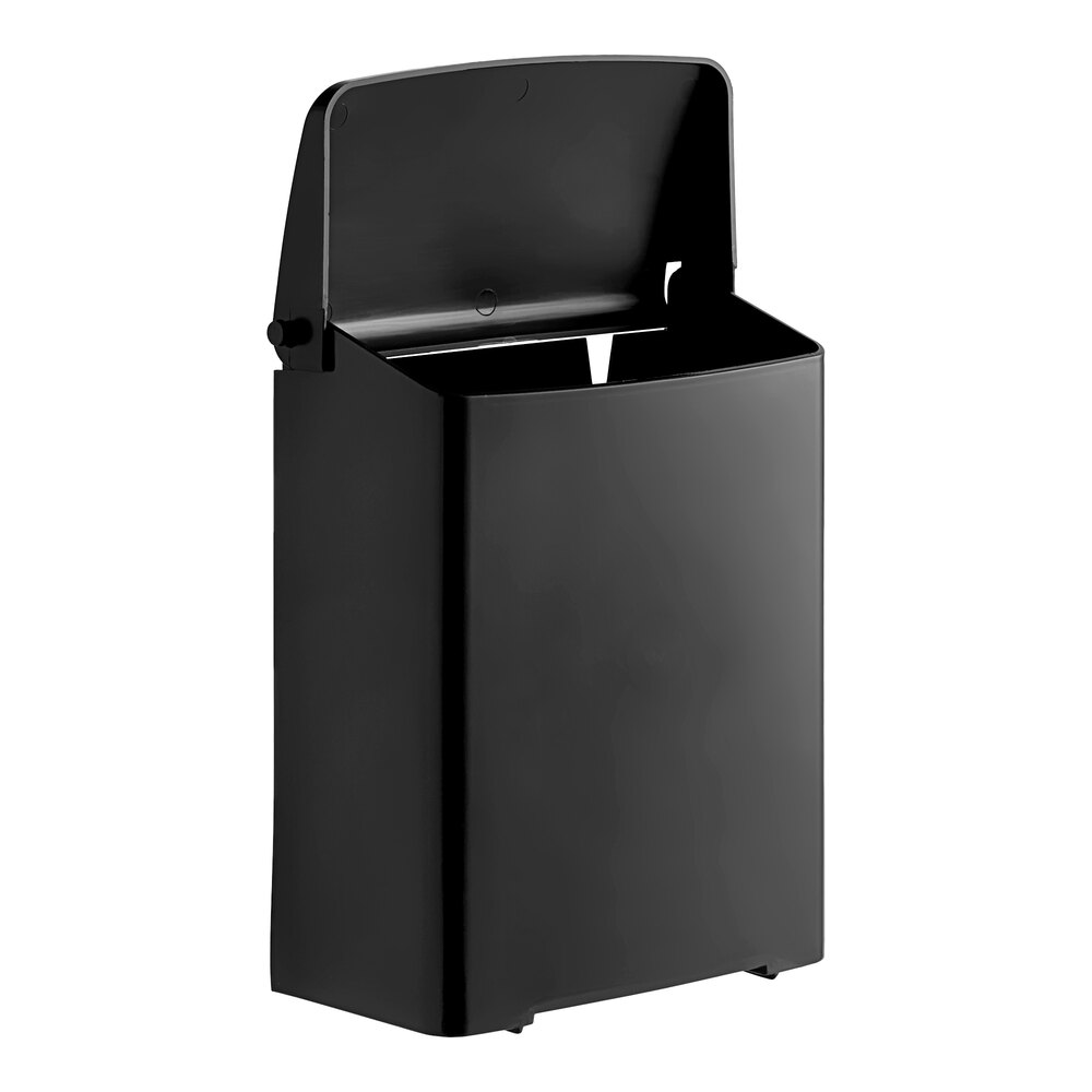 Black Plastic Wall-Mount Sanitary Napkin Receptacle
