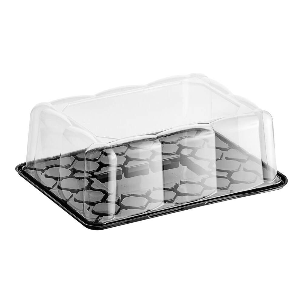 D&W Fine Pack 1/4 Size High Dome Cake Display Container with Clear ...