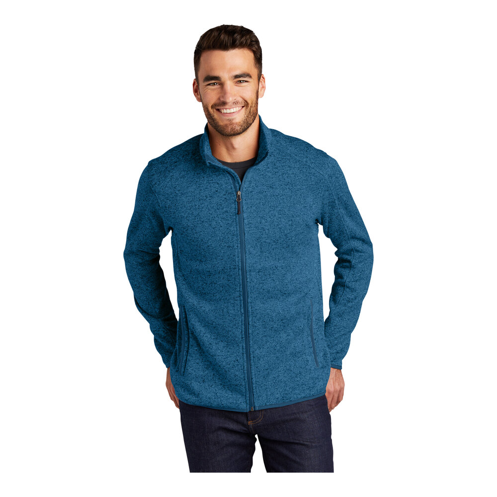 Port Authority F232 Unisex Customizable Medium Blue Heather Fleece ...