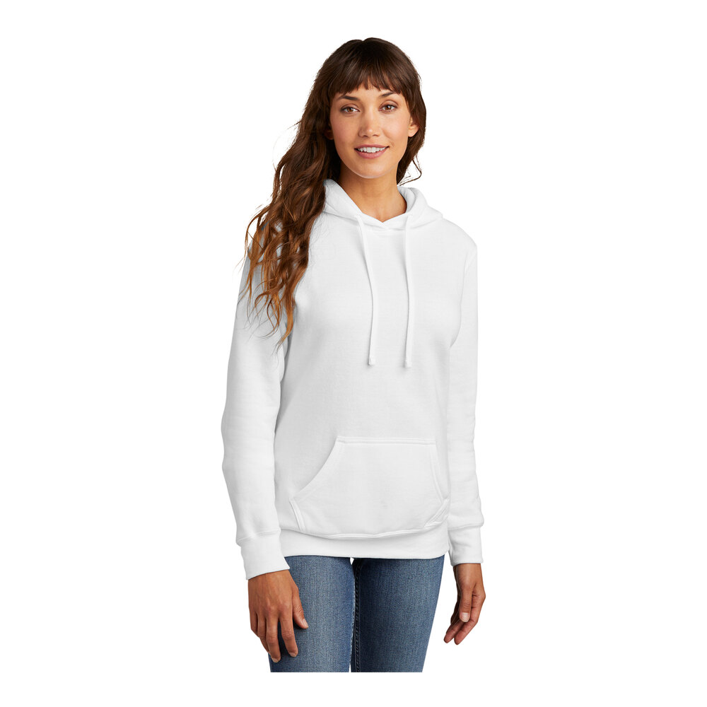 Women White Fleece Hoodie