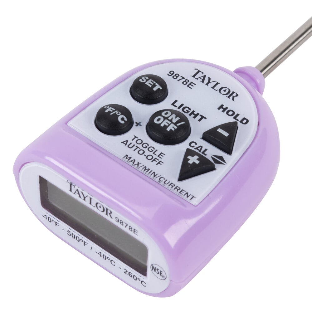 Taylor 9878E 5 Waterproof Digital Pocket Probe Thermometer with Backlight  - Dishwasher Safe