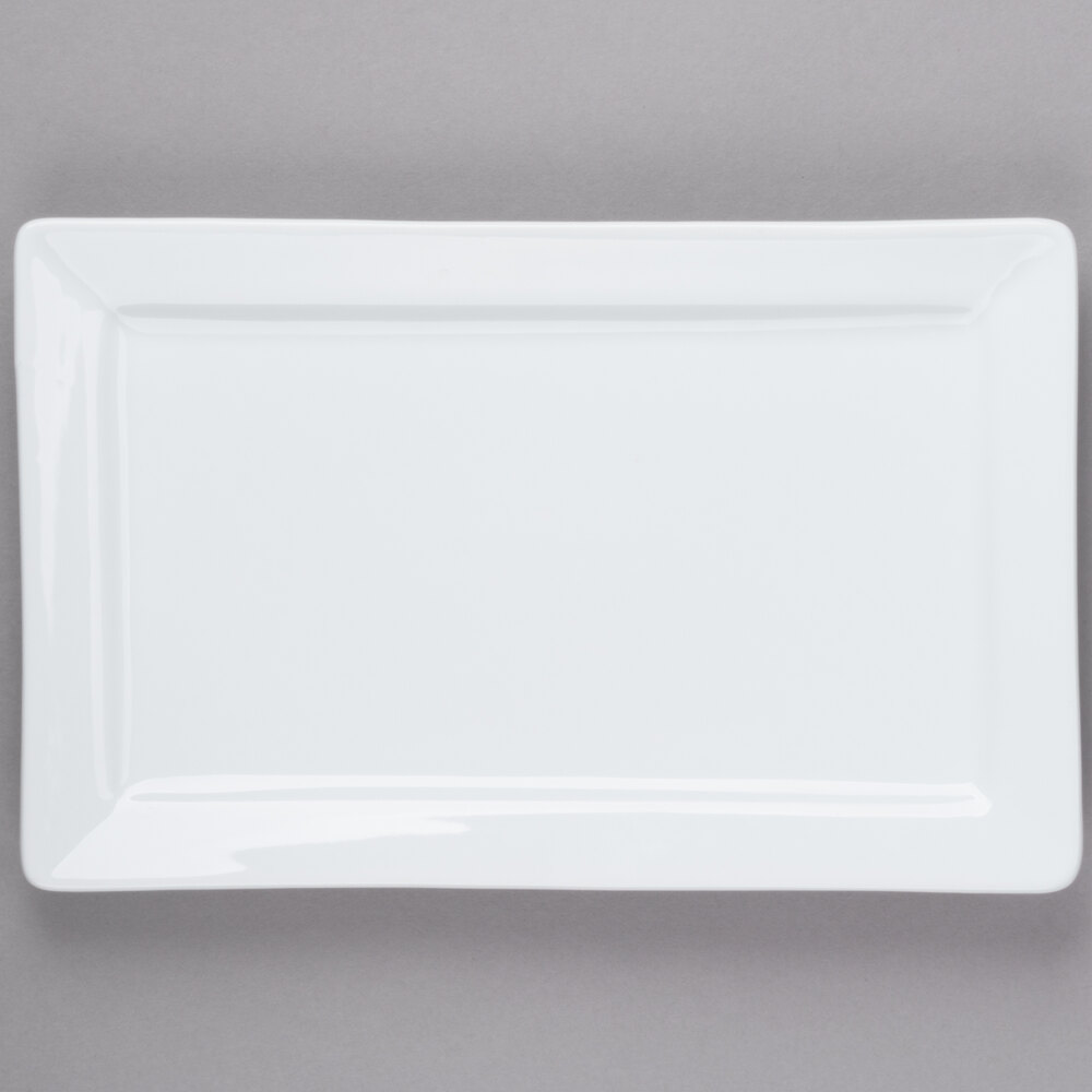 Libbey Slate 11" x 7" Ultra Bright White Wide Rim Rectangular Porcelain ...