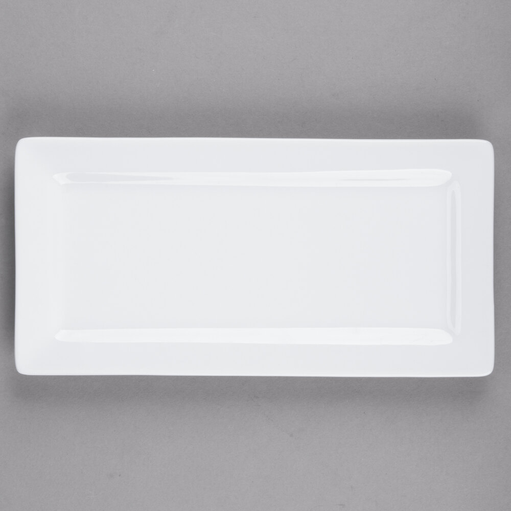 Libbey Slate 12" x 6" Ultra Bright White Wide Rim Rectangular Porcelain ...