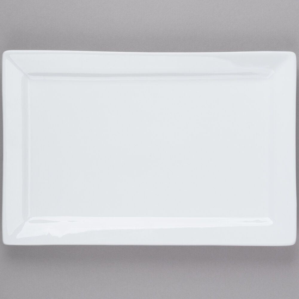 Libbey Slate 12" x 8" Ultra Bright White Wide Rim Rectangular Porcelain ...