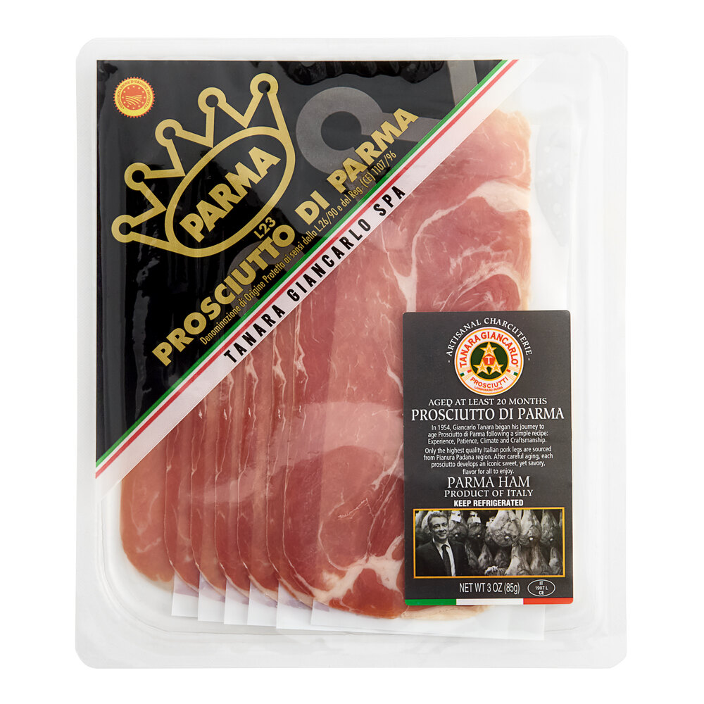 Tanara Giancarlo 3 oz. 20 Month Aged Sliced Prosciutto di Parma DOP