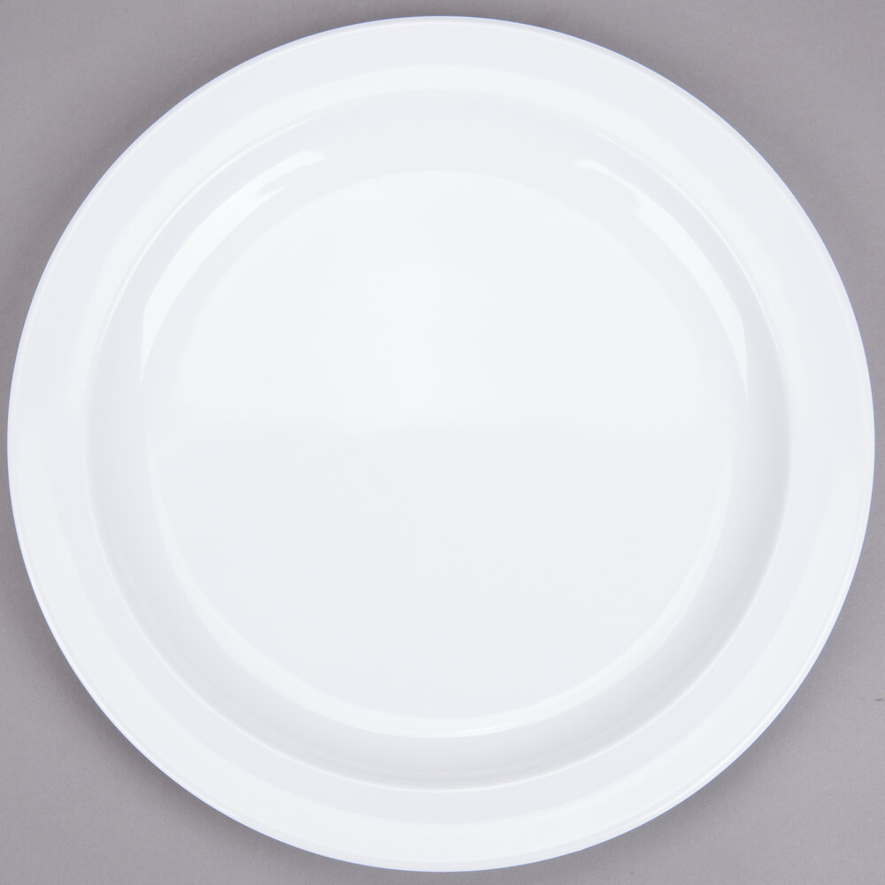 Thunder Group NS110W Nustone 10" Narrow Rim White Melamine Plate 12/Pack