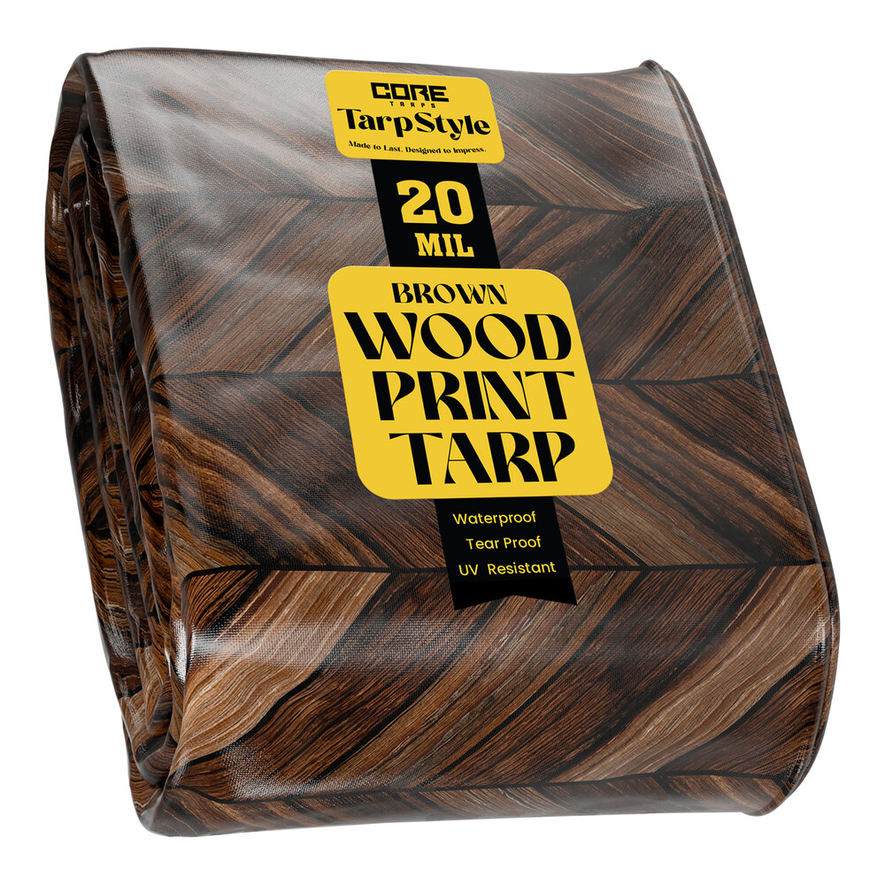 Core Tarps TarpStyle 16' x 20' Brown Wood Print Extreme Heavy-Duty