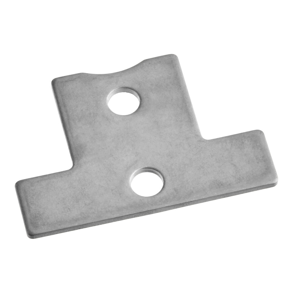 A flat, T-shaped metal tool with two circular holes, used for operating a lever or twist waste valve.