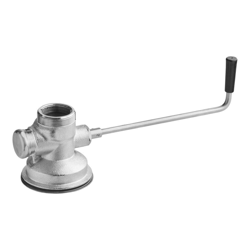 A metal twist handle waste valve with a strainer designed for a 3 1/2 inch sink opening.
