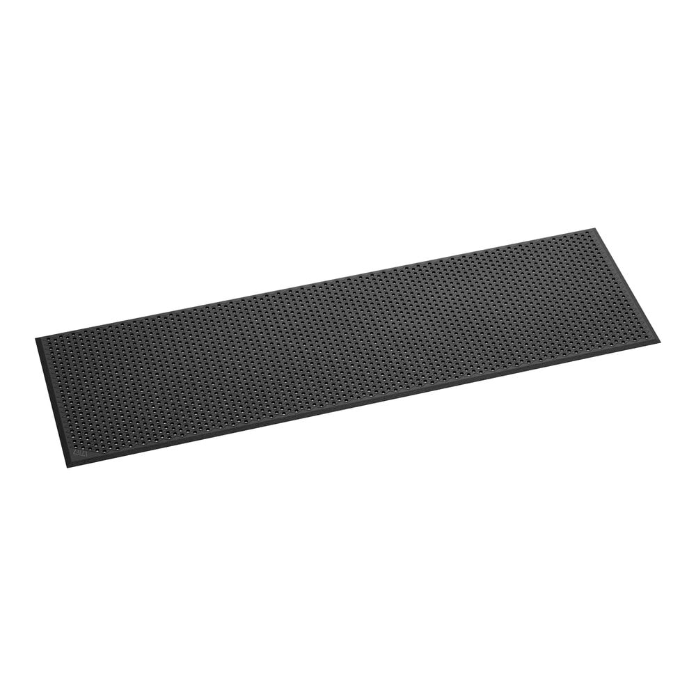 Lavex 3' x 10' Heavy-Duty Black Rubber Anti-Fatigue Diamond Floor