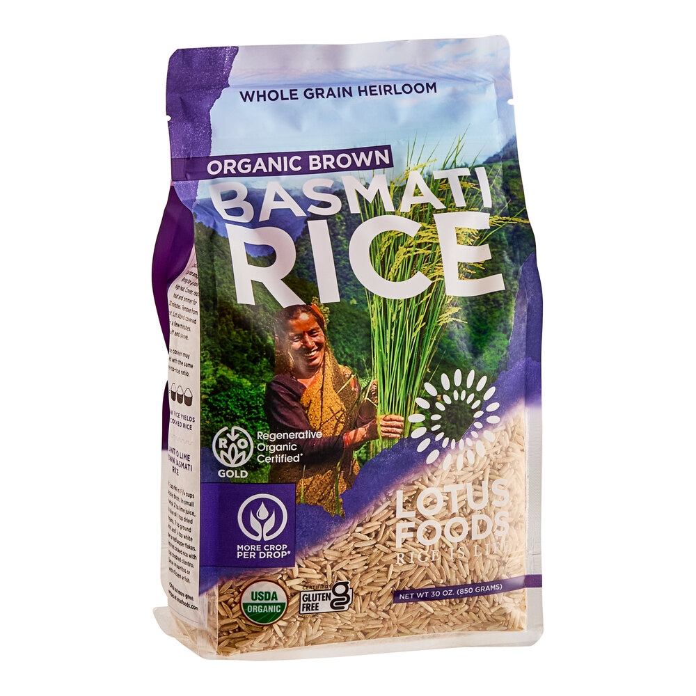 Lotus Foods Regenerative Organic Long Grain Brown Basmati Rice 30 oz ...
