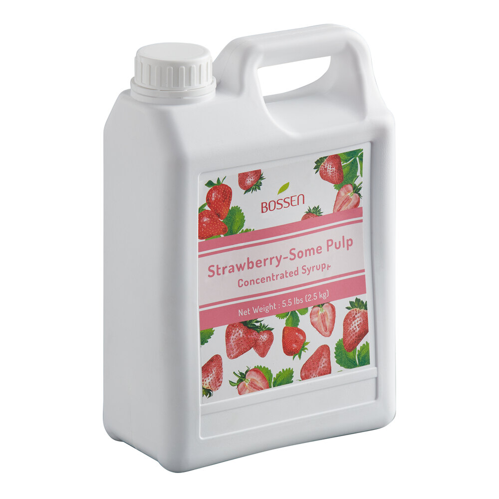 Bossen Strawberry Concentrated Syrup with Some Pulp 64 fl. oz. - 6/Case