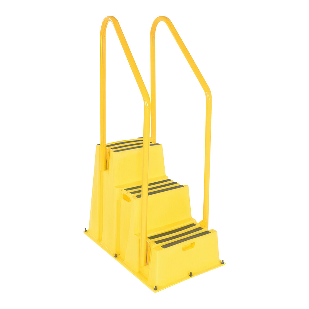 Single Step Safety Stool - Lightweight, UV-Resistant Polyethylene, 500 Lb Capacity, Yellow For High Visibility