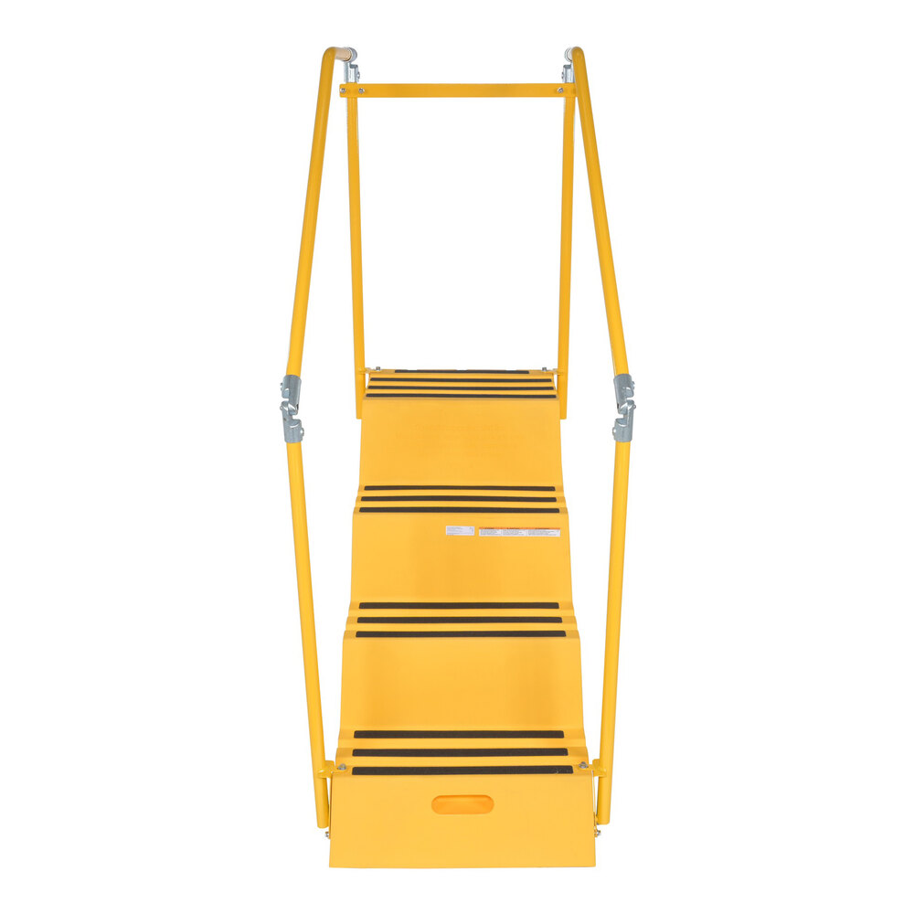 Vestil Yellow Polyethylene Four-Step Step Stool with Handrails and