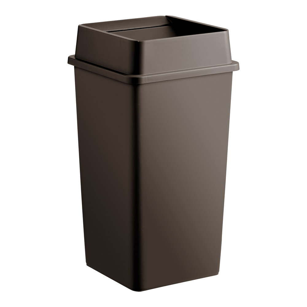 50 Gallon Brown Square Trash Can with Drop Shot Lid