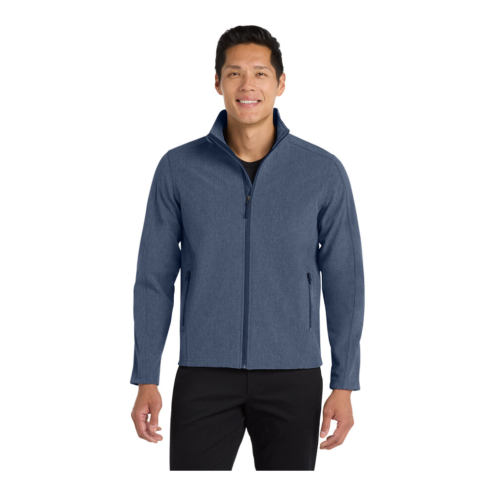 Port Authority J317 Unisex Customizable Navy Heather Core Soft Shell ...