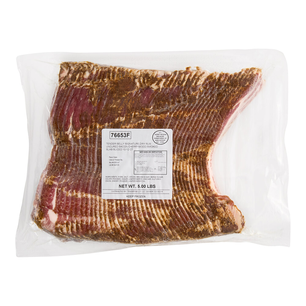 Bacon Rb Tender Belly 10-12 Count Signature Dry Rub Uncured Sliced Bacon 10 lb.