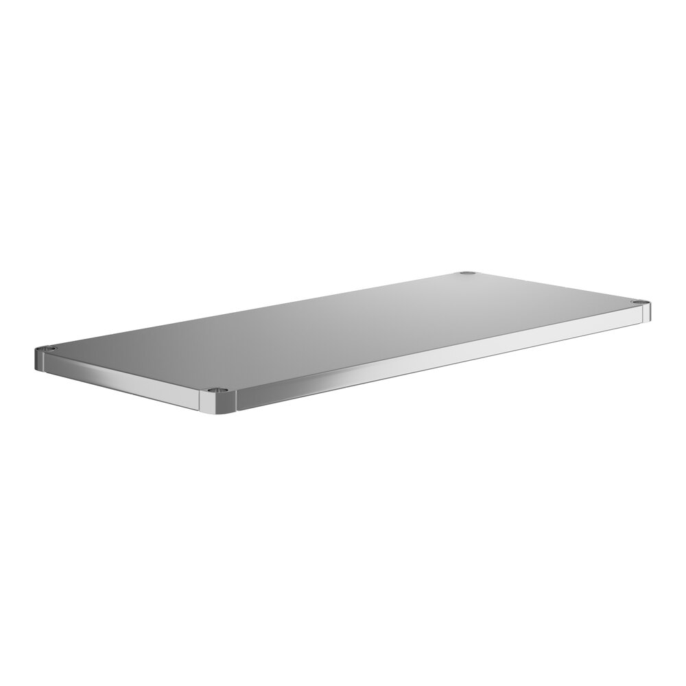 A rectangular stainless steel adjustable undershelf designed for 30" x 60" work tables.