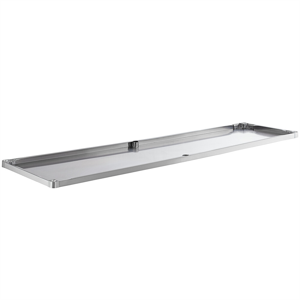 An 18-gauge stainless steel adjustable undershelf designed for 30-inch by 96-inch work tables.