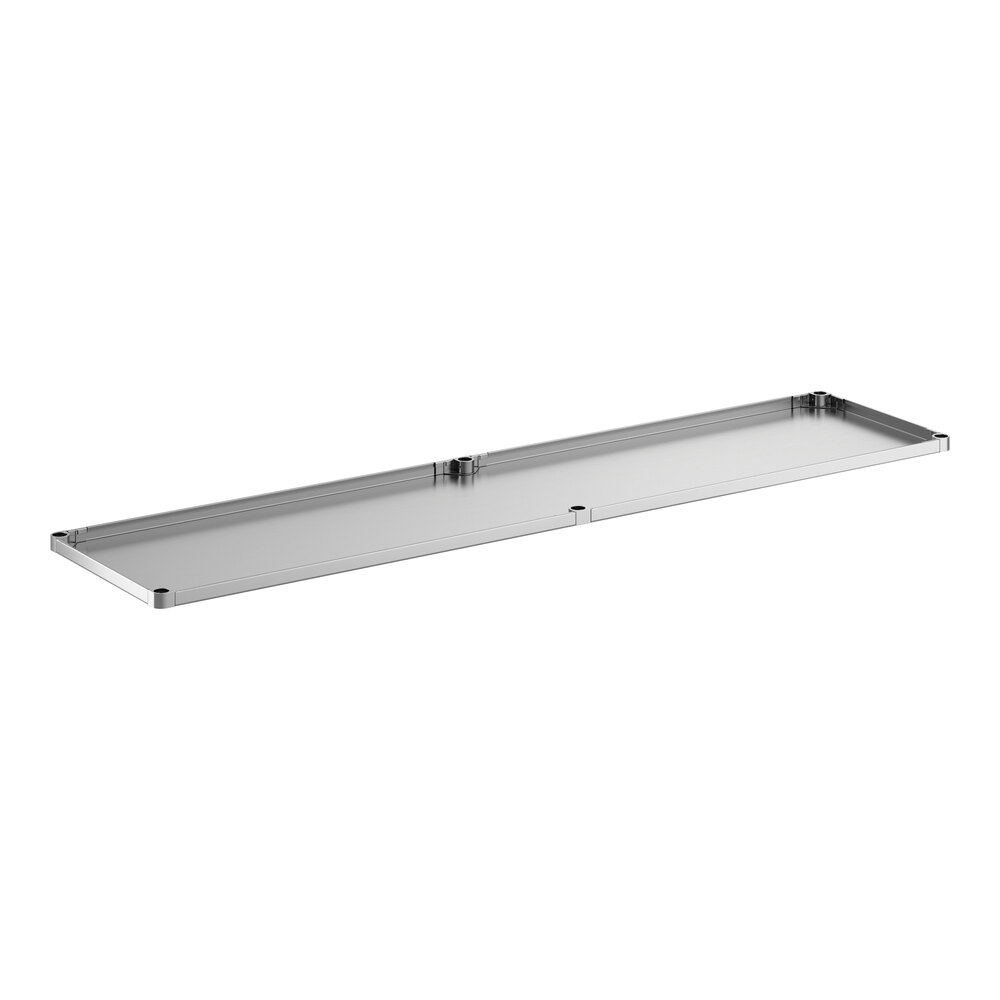 An 18-gauge stainless steel adjustable undershelf designed for 30" x 108" work tables.