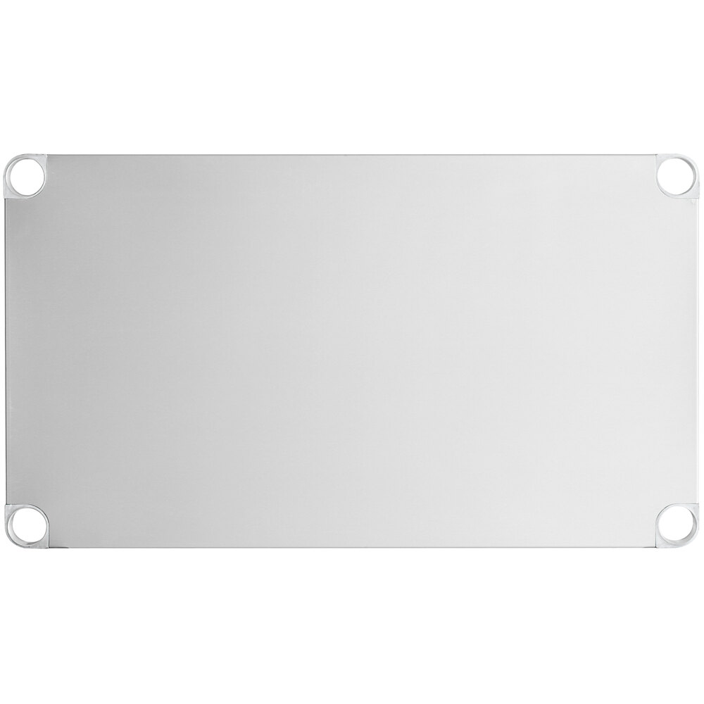 An 18-gauge stainless steel adjustable undershelf designed for 24" x 36" work tables.