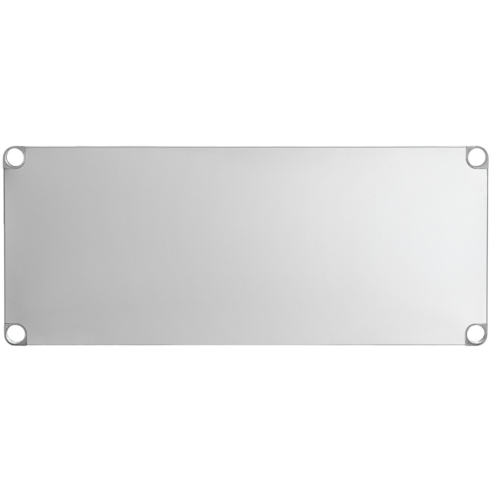 An 18-gauge stainless steel adjustable undershelf designed for 24 x 48 inch work tables.