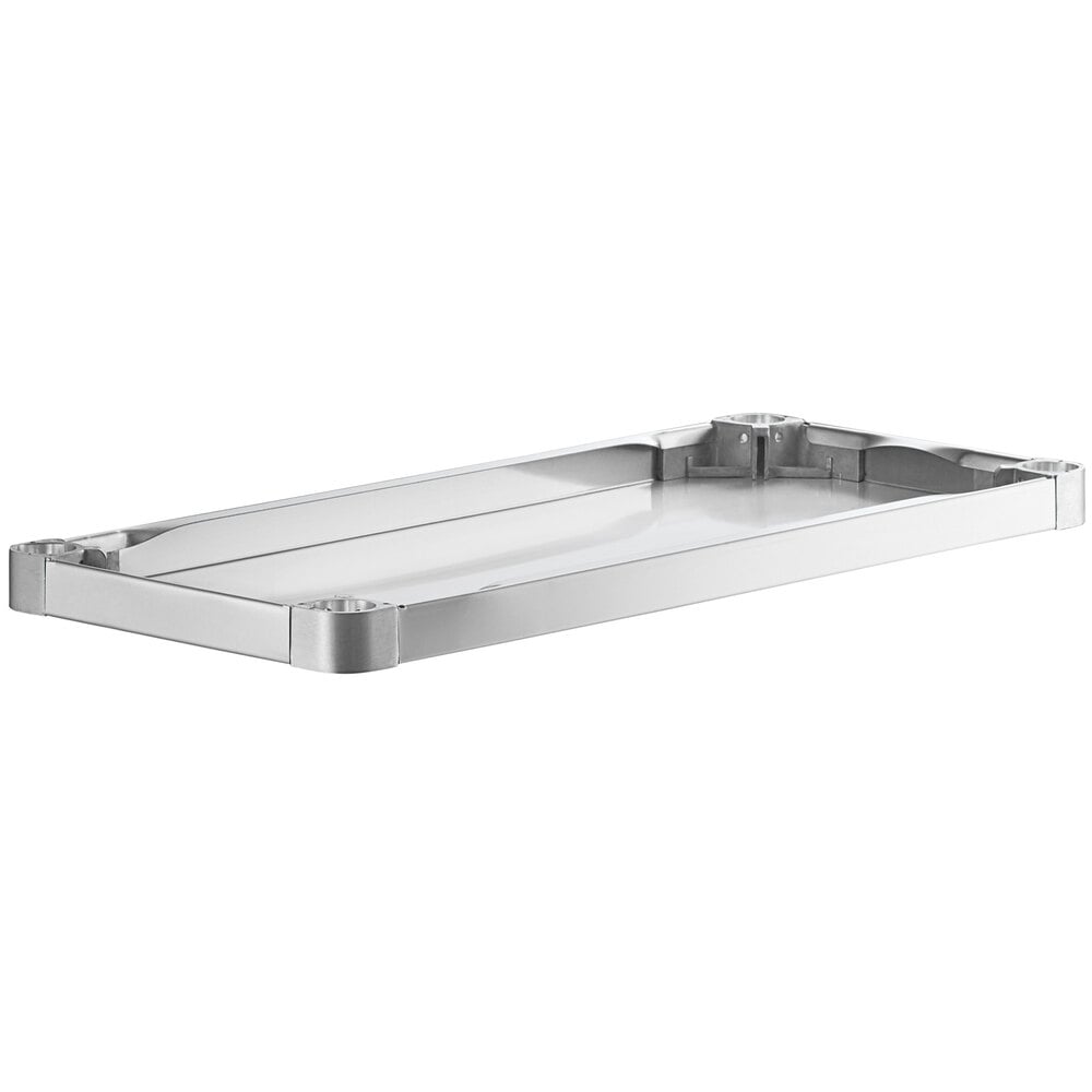 An 18-gauge stainless steel adjustable undershelf designed for 18" x 36" work tables.