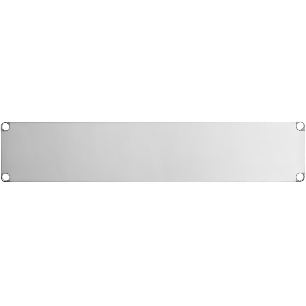 An 18-gauge stainless steel adjustable undershelf designed for 18-inch by 72-inch work tables.