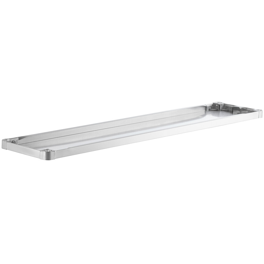 An 18-gauge stainless steel adjustable undershelf designed for 18-inch by 72-inch work tables.