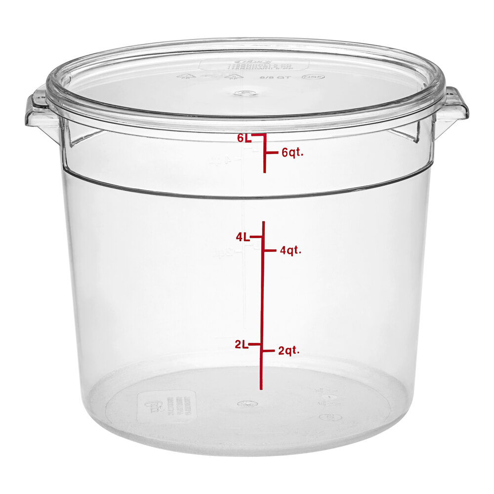 Choice 6 Qt. Clear Round Polycarbonate Food Storage Container with Lid ...