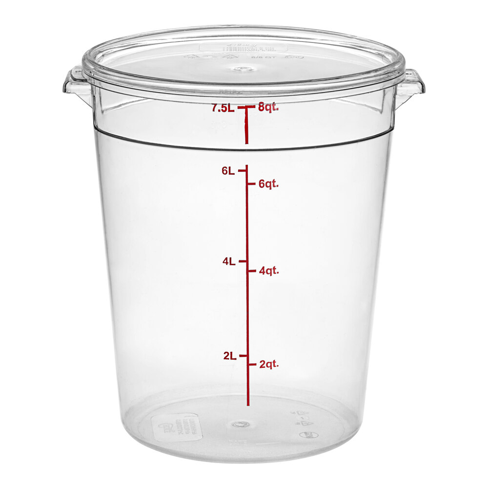 Choice 8 Qt. Clear Round Polycarbonate Food Storage Container with Lid ...